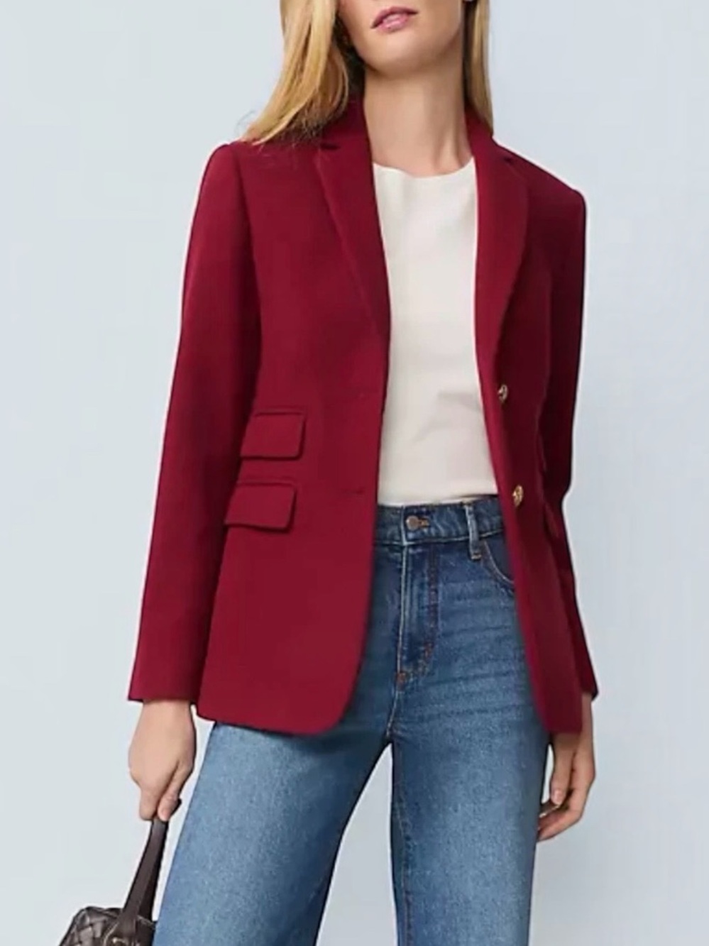 Ann Taylor Greenwich Tailored Textured Blazer in Burgundy Red Women’s Size 2